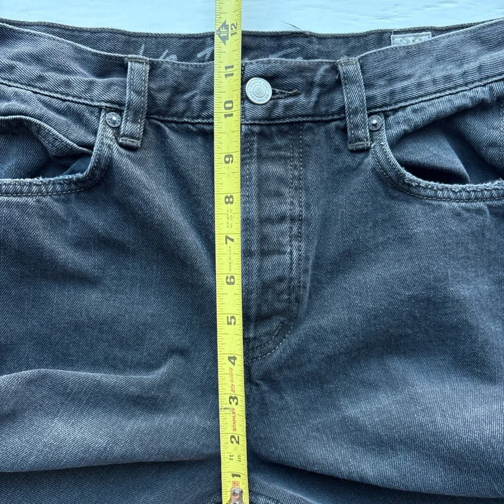 We The Free Free People Black Straight Distressed Jeans Raw Hem Button Fly 28 - Picture 11 of 13